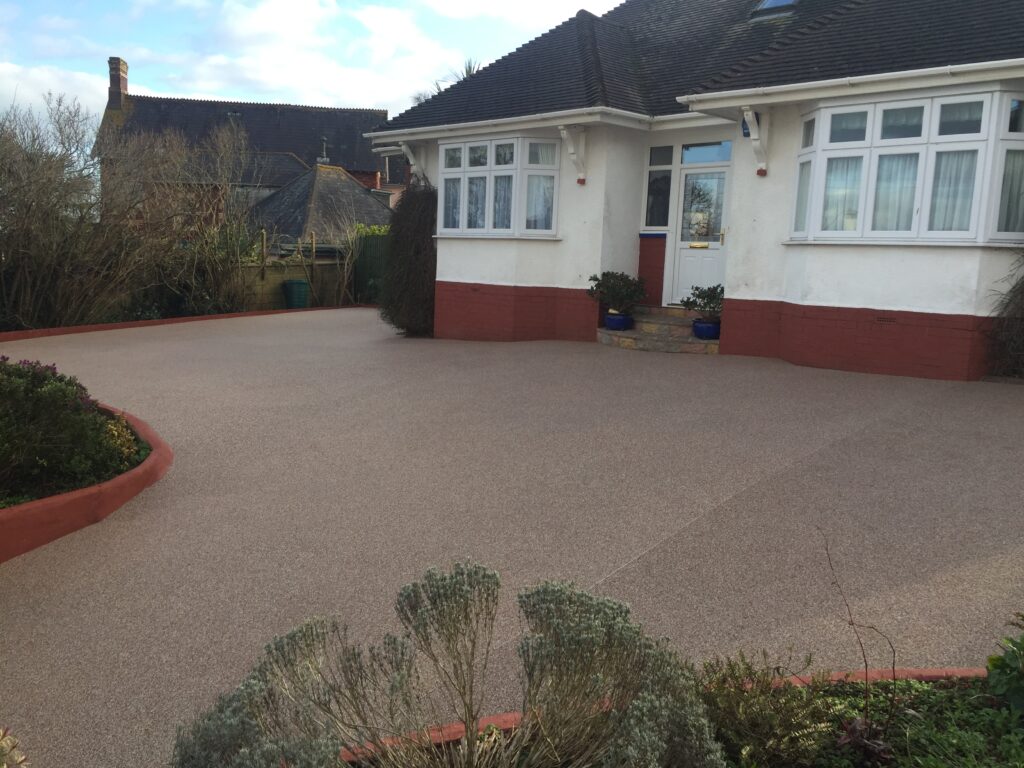 red coloured resin driveway