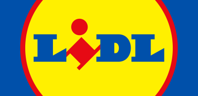 Close up view of the Lidl logo